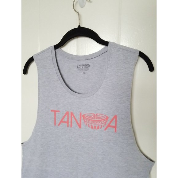 TANOA SAMOA Hawaii Womens 2-Sided Graphic Logo Tank Top Gray Grey Heather Pink - Picture 3 of 8